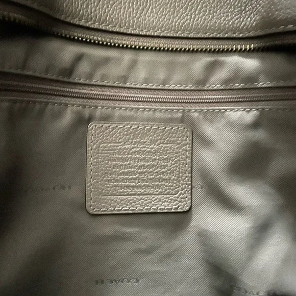 Coach Gray Leather Tote with Chain Handles and Turnlock - Picture 15 of 16